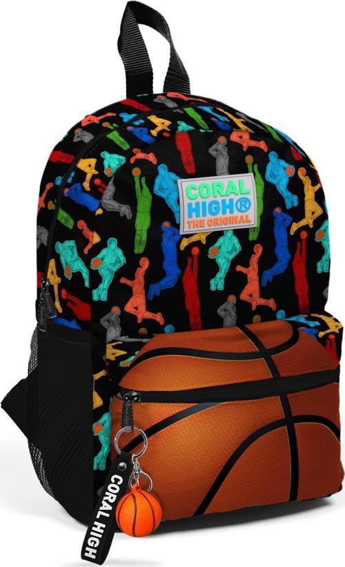 Kids Siyah Basketbol Toplu İki Bölmeli Yuva Sırt Çantası 23345
