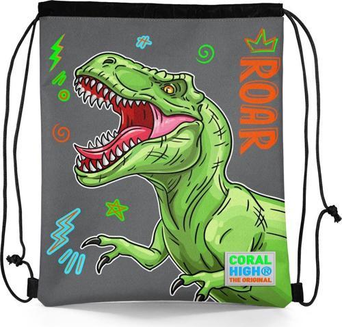 Kids Siyah Gri Dinozor Desenli İpli Büzgülü Sırt Çantası 22444