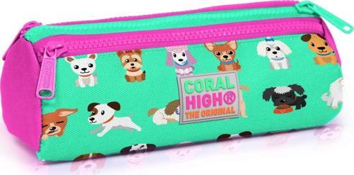 Kids Su Yeşili Köpek Desenli Üç Bölmeli Kalem Çantası 22306