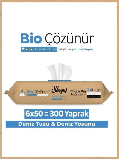 Easy Clean Bio Çözünür Deniz Tuzu Ve Deniz Yosunu Yüzey Temizlik Havlusu 6x50 (300 YAPRAK)