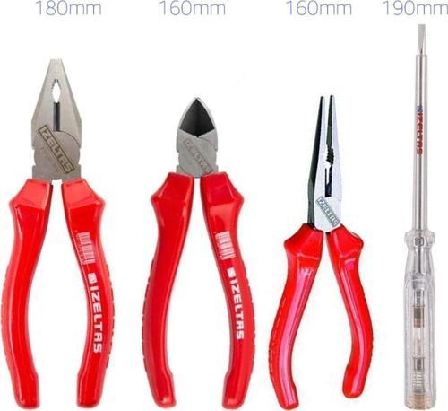 Izeltaş Set 180mm Pense 160mm Yankeskı 160mm Kargaburun 190mm Kotrol Kalemi