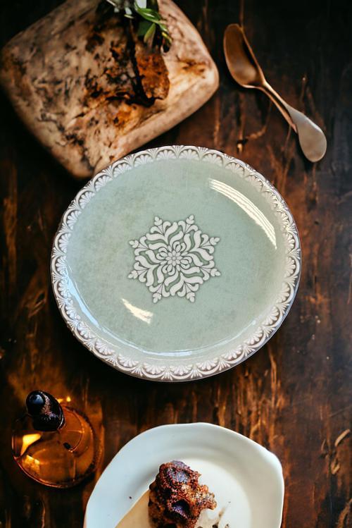 Porselen Sunum Tabağı Yeşil 25 Cm (4 Adet)