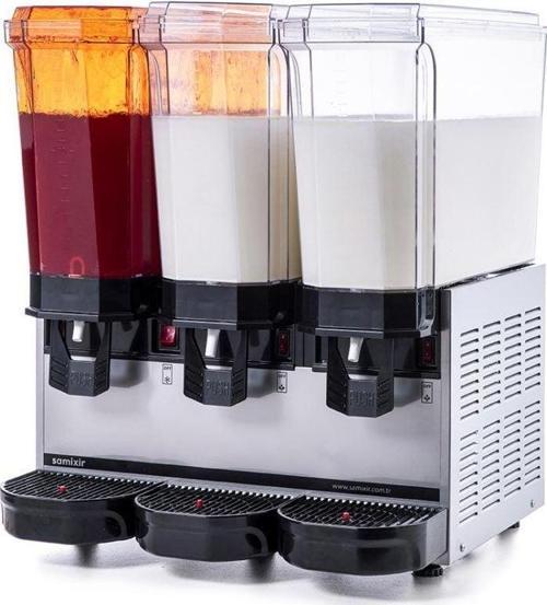 SAMIXIR Klasik Triple, 1 Fıskiyeli, 2 Karıştırıcılı Soğuk İçecek Dispenseri 20 L + 20 L + 20 L Inox 60.SMMI