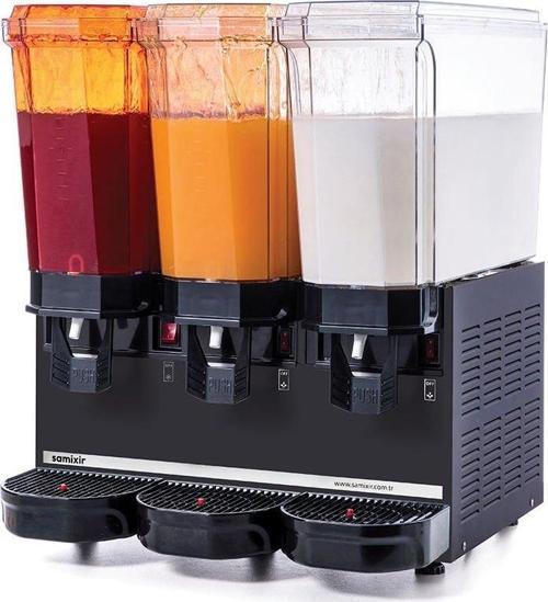 SAMIXIR Klasik Triple, 2 Fıskiyeli, 1 Karıştırıcılı Soğuk İçecek Dispenseri 20 L + 20 L + 20 L Siyah 60.SSMB