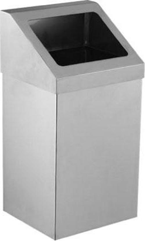 Krom Açık Çatı Kapaklı Çöp Kovası 54 Litre