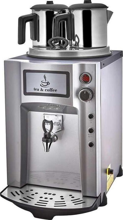 Premium Jumbo Çift Demlikli Çay Kazanı Gri