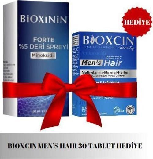Bioxinin Forte Minoksidil %5 Deri Spreyi 60 ml + Bioxcin Men's Hair 30 Tablet HEDİYE 
