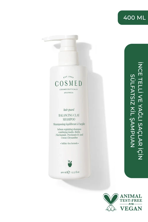 İnce Telli ve Yağlı Saçlar için Sülfatsız Kil İçeren Şampuan/HAIR GUARD BALANCING CLAY SHAMPOO