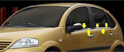 Citroen C3 Cam Çıtası Nikelajı 2002-2009 4 Parça P.Çelik