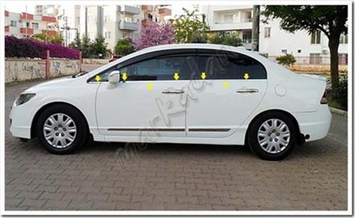 Honda Civic Krom Cam Çıtası 2006-2011 6 Parça Paslanmaz Çelik