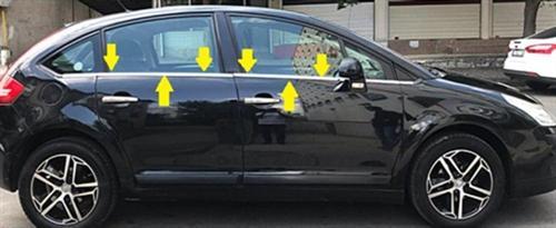 Citroen C4 HB Krom Cam Çıtası 2004-2010 8 Parça Paslanmaz Çelik