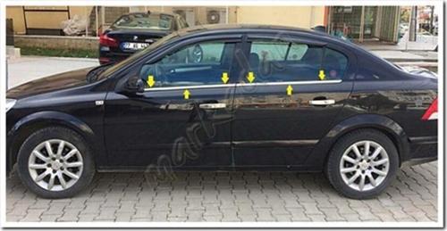 Opel Astra H Sedan Krom Cam Çıtası 2008-2013 4 Parça Paslanmaz Çelik