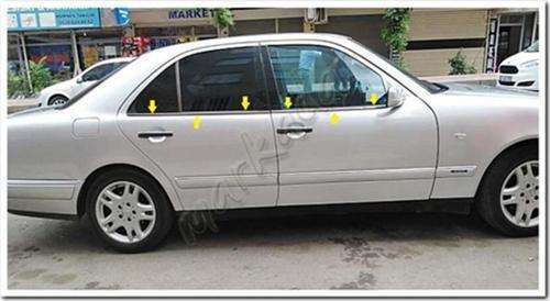 Mercedes E W210 Krom Cam Çıtası 1995-2001 4 Parça Paslanmaz Çelik