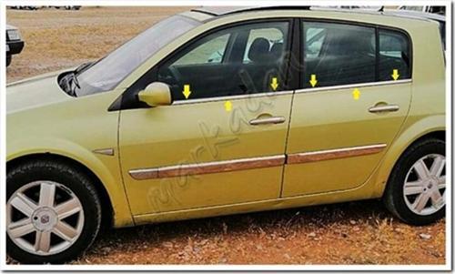 Renault Megane 2 HB Krom Cam Çıtası 2004-2010 4 Parça Paslanmaz Çelik