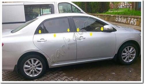 Toyota Corolla Krom Cam Çıtası 2007-2012 4 Parça Paslanmaz Çelik