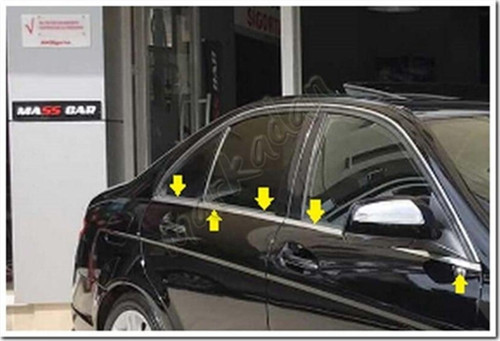 Mercedes C W203 Krom Cam Çıtası 2001-2007 4 Parça Paslanmaz Çelik