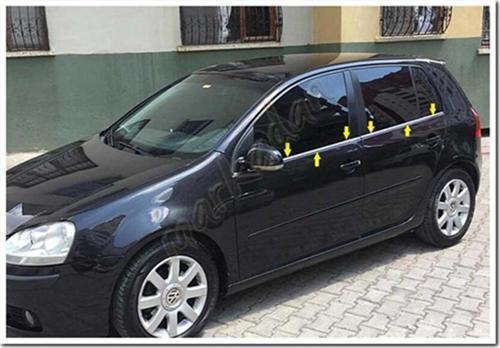 VW Golf 5 Krom Cam Çıtası 2004-2009 4 Parça Paslanmaz Çelik