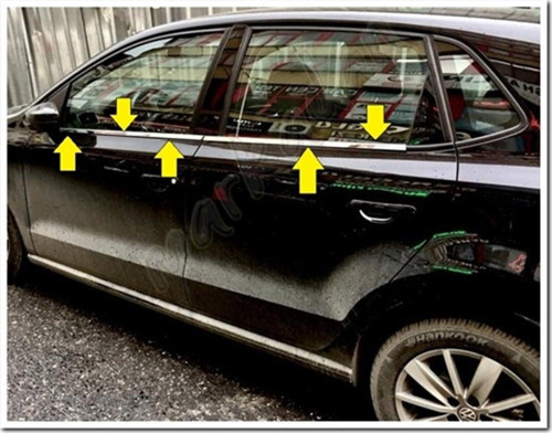VW Polo Krom Cam Çıtası 2009-2017 4 Parça Paslanmaz Çelik