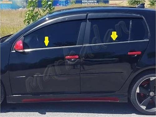 VW Golf 5 Krom Cam Çıtası 2004-2009 4 Parça Paslanmaz Çelik