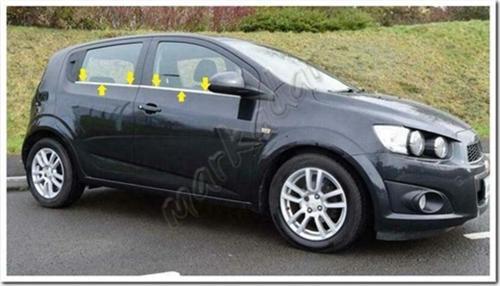 Chevrolet Aveo HB Krom Cam Çıtası 2012 Sonrası 4 Parça Paslanmaz Çelik