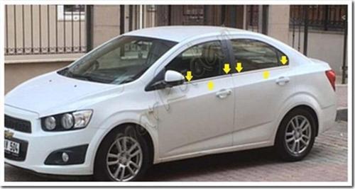 Chevrolet Aveo Sedan Krom Cam Çıtası 2012 Sonrası 4 Parça Paslanmaz Çelik