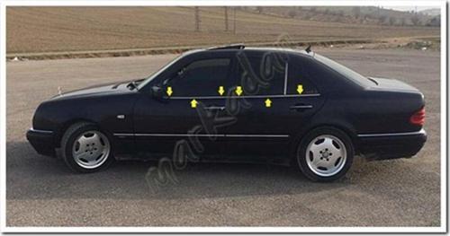 Mercedes E W210 Krom Cam Çıtası 1995-2001 4 Parça Paslanmaz Çelik