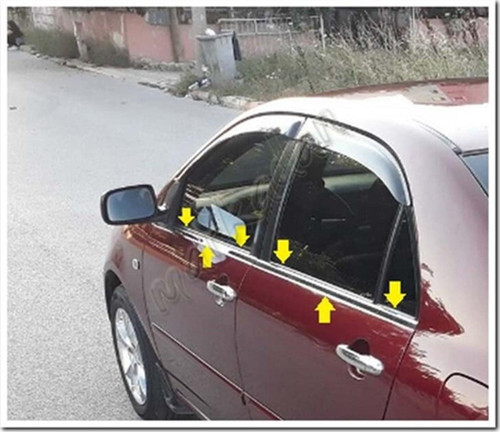 Toyota Corolla Sedan Krom Cam Çıtası 2002-2006 4 Parça Paslanmaz Çelik
