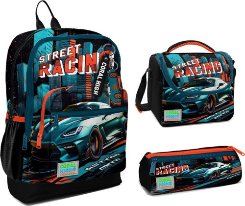 Coral High 23765 İlkokul Sırt Çantası + Beslenme Çantası + Kalem Kutusu 3'lü Set