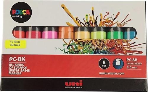 Markör Boyama Kalemi Posca Su Bazlı Poster 8.0 Ana Renkler 7+1 Set pc-8k/7+1p.01