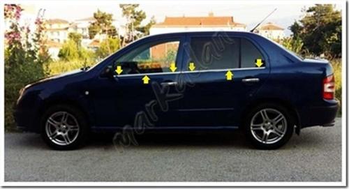 Skoda Fabia Sedan Cam Çıtası Nikelajı 2000-2007 4 Parça P.Çelik