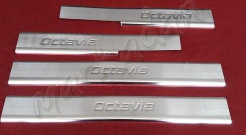 Skoda Octavia Krom Kapı Eşiği 2013-2019 4 Parça P.Çelik