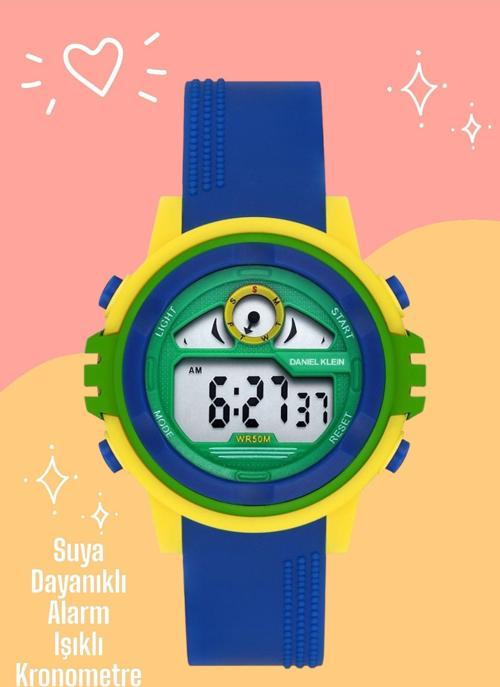 Dijital Alarm+Kronometre+Aydınlatma Özellikli 5 Atm Dayanıklı Çocuk Kol Saati DK.2266.9