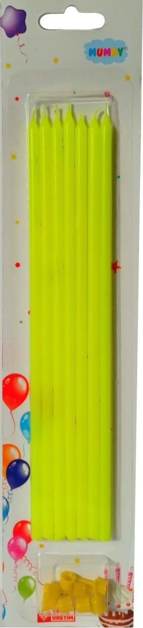 Sarı Uzun Pasta Mumu 20 cm 