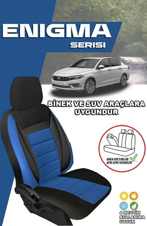 Enigma Serisi Taytüyü Kumaş Deri Detaylı Oto Koltuk Kılıfı Ön Arka Tam Set