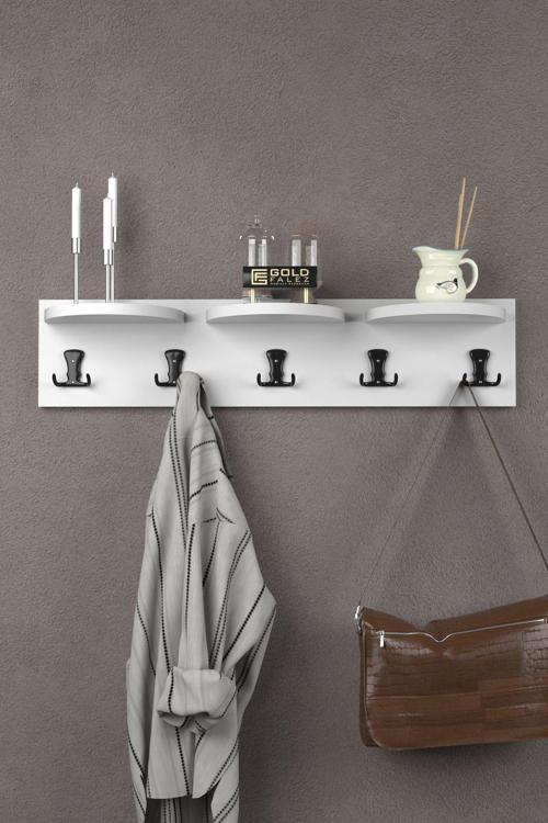 Askılık Duvar Elbise Askılığı Portmanto Beyaz 80 Cm