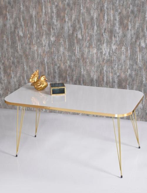 Orta Sehpa Kare Gold Altın Beyaz Tel