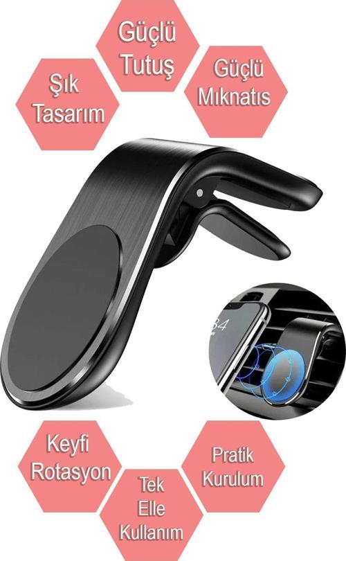 Araç Içi Manyetik Mıknatıslı Telefon Tutucu Oto Klima Araba Tutacağı Tüm Telefonlara Uygun