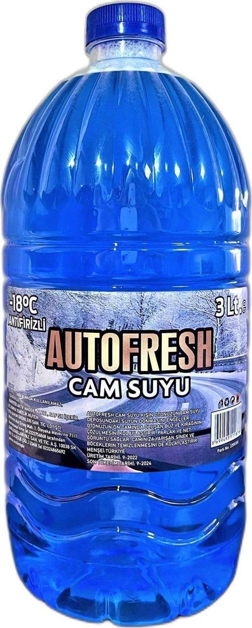 Oto Araç Cam Suyu 3 Lt -18 Antifirizli Araba Cam Temizleyici Antifriz Kışlık Kullanım