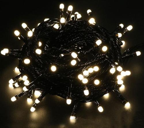 5M Boncuk Lamba Gün Işığı 8 Fonksiyon 100 Led Fişli Uzatma Kablolu Siyah Kablo