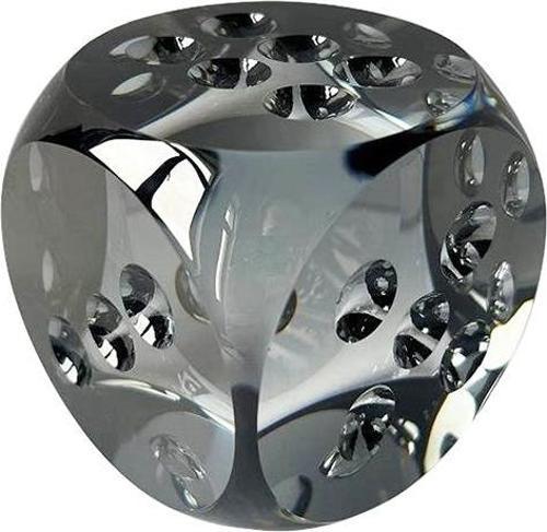 Gri Kristal Cam Dekoratif Zar 10x10x10 cm