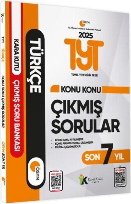 2025 YKS-TYT Türkçe Karakutu Konu Konu Çıkmış Soru Bankası ÖSYM Son 7 Yıl Dijital Çözümlü