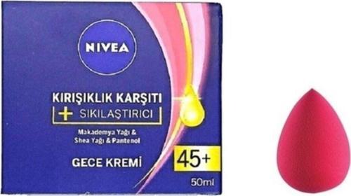 Kırışıklık Karşıtı + Sıkılaştırıcı 40 Yaş Üstü Gece Kremi 50ml + Makyaj Süngeri