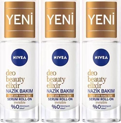 NİVEA DEO SERUM ROLL ON BEAUTY ELİXİR NAZİK BAKIM İNVİSİBLE 40 ml x 3 ADET