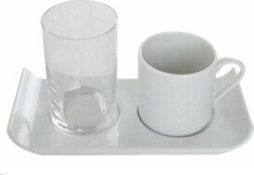 Beyaz 3 Parça Tek Kişilik Kahve ve İkram Seti