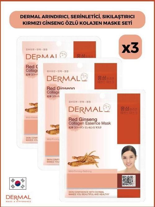 Arındırıcı, Serinletici, Sıkılaştırıcı Kırmızı Ginseng Özlü Kolajen Maske 23gr 3 Adet