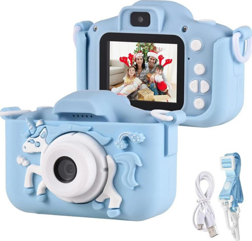 Mini Karikatür Çocuklar Dijital Kamera 1080P Mavi KS104