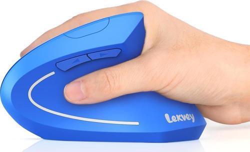 Dikey Kablosuz Ergonomik Mouse, Şarj Edilebilir 2.4G Optik - Mavi