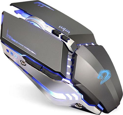T12 Kablosuz Oyun Mouse Şarj Edilebilir, 2.4G Sessiz Optik - Gri