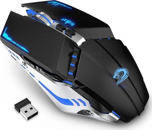T12 Kablosuz Oyun Mouse Şarj Edilebilir, 2.4G Sessiz Optik - Siyah