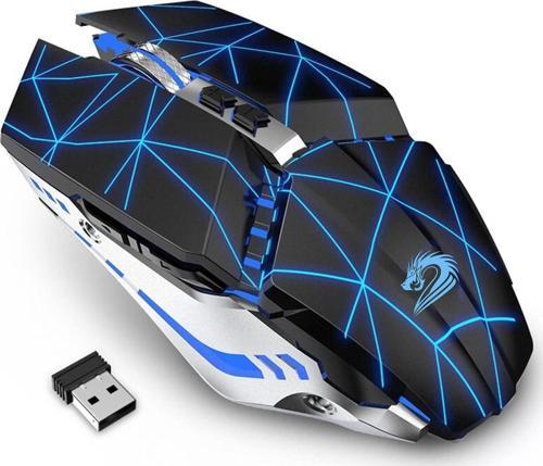 T12 Kablosuz Oyun Mouse Şarj Edilebilir, 2.4G Sessiz Optik - Yıldızlı Siyah
